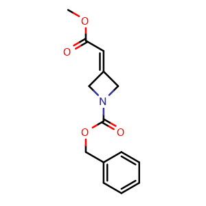 Chemical structure of 1-Cbz-3-methoxycarbonylmethylene-azetidine , CAS 362704-72-1, AChemBlock G-7042