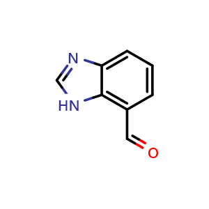 Chemical structure of 1H-Benzimidazole-7-carboxaldehyde , CAS 144876-36-8, AChemBlock G-7045