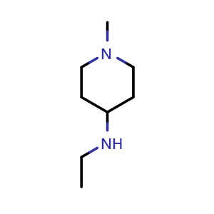 Chemical structure of N-Ethyl-1-methylpiperidin-4-amine , CAS 876717-32-7, AChemBlock G-7107