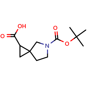Chemical structure of 5-Boc-5-azaspiro[2.4]heptane-1-carboxylic acid , CAS 150543-61-6, AChemBlock G-7145