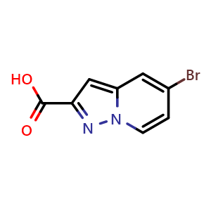 Chemical structure of 5-Bromopyrazolo[1,5-a]pyridine-2-carboxylic acid , CAS 1363381-10-5, AChemBlock G-7179