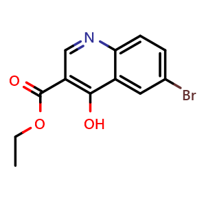 Chemical structure of Ethyl 6-bromo-4-hydroxyquinoline-3-carboxylate , CAS 79607-23-1, AChemBlock G-7190