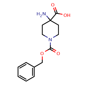 Chemical structure of 4-Amino-1-Cbz-isonipecotic acid , CAS 115655-41-9, AChemBlock G-7204