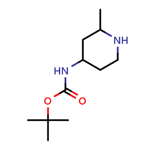 Chemical structure of 4-(Boc-amino)-2-methylpiperidine , CAS 1281674-64-3, AChemBlock G-7210