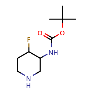 Chemical structure of 3-(Boc-amino)-4-fluoropiperidine , CAS 1240379-70-7, AChemBlock G-7263