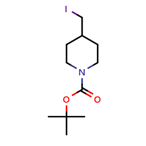 Chemical structure of 1-Boc-4-iodomethylpiperidine , CAS 145508-94-7, AChemBlock G-7316