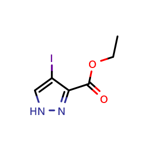 Chemical structure of Ethyl 4-iodopyrazole-3-carboxylate , CAS 179692-08-1, AChemBlock G-7317