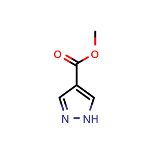 Chemical structure of Methyl 1H-pyrazole-4-carboxylate , CAS 51105-90-9, AChemBlock G-7338