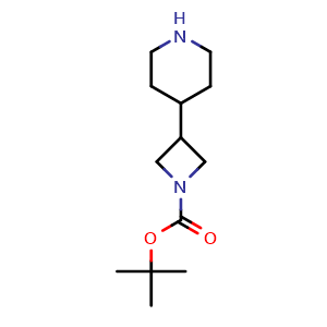 Chemical structure of 1-Boc-3-(4-piperidinyl)azetidine , CAS 1251006-64-0, AChemBlock G-7344
