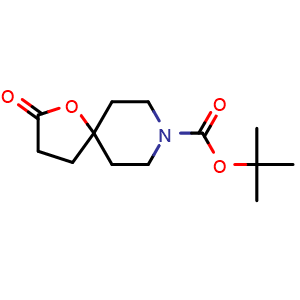 Chemical structure of 8-Boc-2-oxo-1-oxa-8-azaspiro[4.5]decane , CAS 301226-27-7, AChemBlock G-7349
