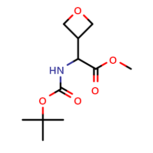 Chemical structure of Methyl 2-(Boc-amino)-2-(oxetan-3-yl)acetate , CAS 1416323-08-4, AChemBlock G-7361