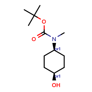 Chemical structure of cis-(4-Hydroxy-cyclohexyl)-methyl-carbamic acid tert-butyl ester , CAS 561307-54-8, AChemBlock G-7374