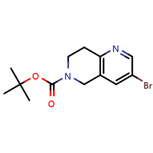 Chemical structure of 6-Boc-3-bromo-7,8-dihydro-5H-[1,6]naphthyridine , CAS 1184950-48-8, AChemBlock G-7376