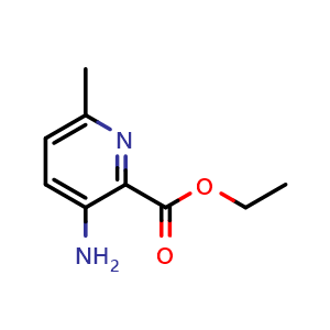 Chemical structure of Ethyl 3-amino-6-methylpicolinate , CAS 908832-89-3, AChemBlock G-7379
