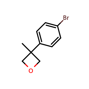 Chemical structure of 3-(4-Bromophenyl)-3-methyl-oxetane , CAS 872882-97-8, AChemBlock G-7443