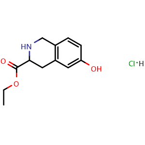 Chemical structure of Ethyl 6-hydroxy-1,2,3,4-tetrahydro-isoquinoline-3-carboxylate hydrochloride , CAS 128073-39-2, AChemBlock G-7507