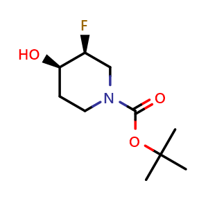 Chemical structure of Tert-Butyl (3S,4R)-3-fluoro-4-hydroxy-piperidine-1-carboxylate , CAS 1174020-40-6, AChemBlock G-7508