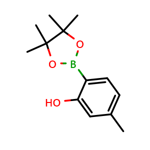 Chemical structure of 5-Methyl-2-(4,4,5,5-tetramethyl-1,3,2-dioxaborolan-2-yl)phenol , CAS 517864-13-0, AChemBlock G-7511