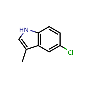 Chemical structure of 5-Chloro-3-methyl-1H-indole , CAS 71095-42-6, AChemBlock G-7513