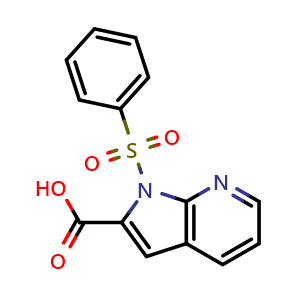Chemical structure of 1-Benzenesulfonyl-1H-pyrrolo[2,3-b]pyridine-2-carboxylic acid , CAS 189089-90-5, AChemBlock G-7536