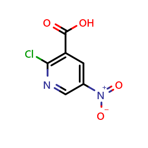 Chemical structure of 2-Chloro-5-nitronicotinic acid , CAS 42959-38-6, AChemBlock G-7572