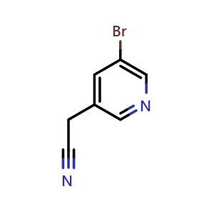 Chemical structure of 5-Bromopyridine-3-acetonitrile , CAS 39891-08-2, AChemBlock G-7576