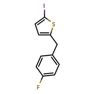 Chemical structure of 2-(4-Fluorobenzyl)-5-iodothiophene , CAS 154355-88-1, AChemBlock G-7584
