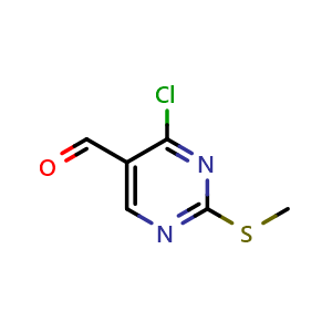 Chemical structure of 4-Chloro-2-(methylthio)pyrimidine-5-carbaldehyde , CAS 148256-82-0, AChemBlock G-7613