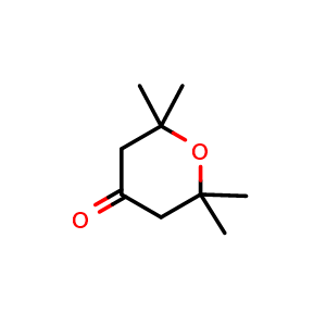 Chemical structure of Tetrahydro-2,2,6,6-tetramethylpyran-4-one , CAS 1197-66-6, AChemBlock G-7637