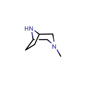 Chemical structure of 3-Methyl-3,8-diaza-bicyclo[3.2.1]octane , CAS 51102-41-1, AChemBlock G-7647