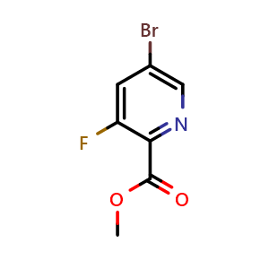 Chemical structure of Methyl 5-bromo-3-fluoropyridine-2-carboxylate , CAS 1211538-72-5, AChemBlock G-7655