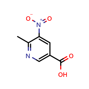 Chemical structure of 6-Methyl-5-nitronicotinic acid , CAS 1523570-93-5, AChemBlock G-7670