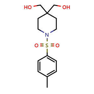 Chemical structure of [4-Hydroxymethyl-1-(toluene-4-sulfonyl)-piperidin-4-yl]-methanol , CAS 1523618-34-9, AChemBlock G-7683