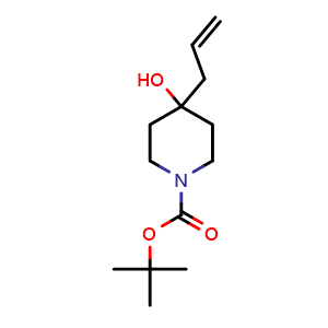 Chemical structure of 1-Boc-4-allyl-4-hydroxypiperidine , CAS 203662-51-5, AChemBlock G-7711