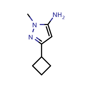 Chemical structure of 5-Amino-3-cyclobutyl-1-methyl-1H-pyrazole , CAS 92406-41-2, AChemBlock G-7728
