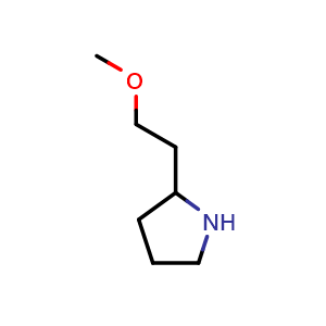 Chemical structure of 2-(2-Methoxyethyl)pyrrolidine , CAS 933746-73-7, AChemBlock G-7743