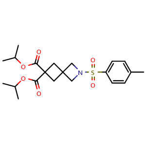 Chemical structure of Diisopropyl 2-tosyl-2-azaspiro[3.3]heptane-6,6-dicarboxylate , CAS 1237542-10-7, AChemBlock G-7767