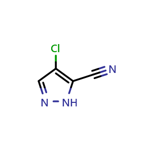 Chemical structure of 4-Chloro-1H-pyrazole-5-carbonitrile , CAS 36650-75-6, AChemBlock G-7769