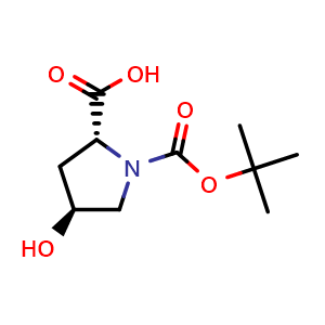 Chemical structure of N-Boc-trans-4-hydroxy-D-proline , CAS 147266-92-0, AChemBlock G-7770