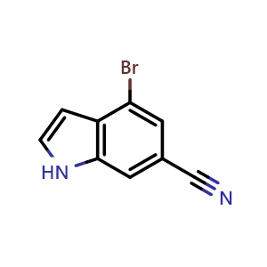 Chemical structure of 4-Bromo-6-cyanoindole , CAS 374633-29-1, AChemBlock G-7775