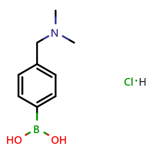 Chemical structure of 4-[(Dimethylamino)methyl]phenylboronic acid hydrochloride , CAS 938465-64-6, AChemBlock G-7838