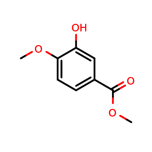 Chemical structure of Methyl 3-hydroxy-4-methoxybenzoate , CAS 6702-50-7, AChemBlock G-7853