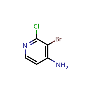 Chemical structure of 3-Bromo-2-chloro-4-pyridinamine , CAS 215364-85-5, AChemBlock G-7872