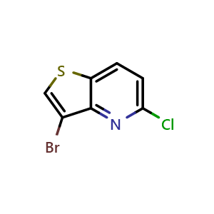 Chemical structure of 3-Bromo-5-chlorothieno[3,2-b]pyridine , CAS 912332-40-2, AChemBlock G-7881