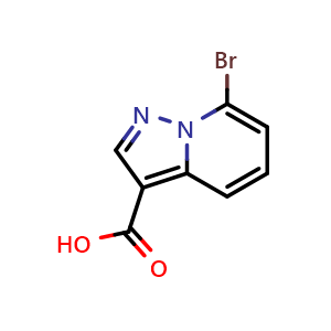 Chemical structure of 7-Bromo-pyrazolo[1,5-a]pyridine-3-carboxylic acid , CAS 1352393-84-0, AChemBlock G-7882