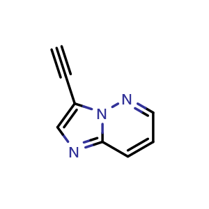 Chemical structure of 3-Ethynylimidazo[1,2-b]pyridazine , CAS 943320-61-4, AChemBlock G-7950