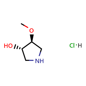 Chemical structure of trans-4-Methoxy-3-pyrrolidinol hydrochloride , CAS 412279-17-5, AChemBlock G-7975