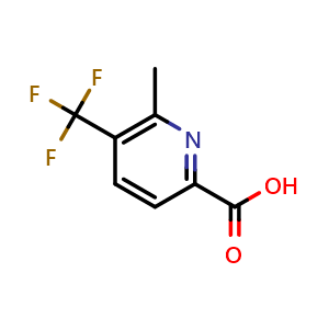 Chemical structure of 6-Methyl-5-trifluoromethyl-pyridine-2-carboxylic acid , CAS 855916-28-8, AChemBlock H-8015