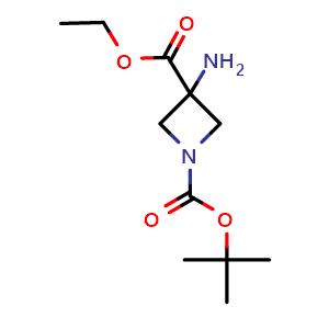 Chemical structure of Ethyl 3-amino-1-Boc-azetidine-3-carboxylate , CAS 1011479-72-3, AChemBlock H-8016
