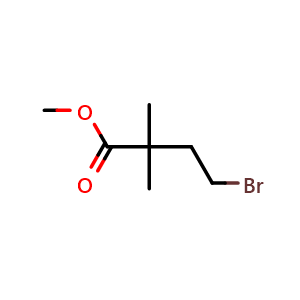 Chemical structure of Methyl 4-bromo-2,2-dimethylbutanoate , CAS 4833-99-2, AChemBlock H-8049